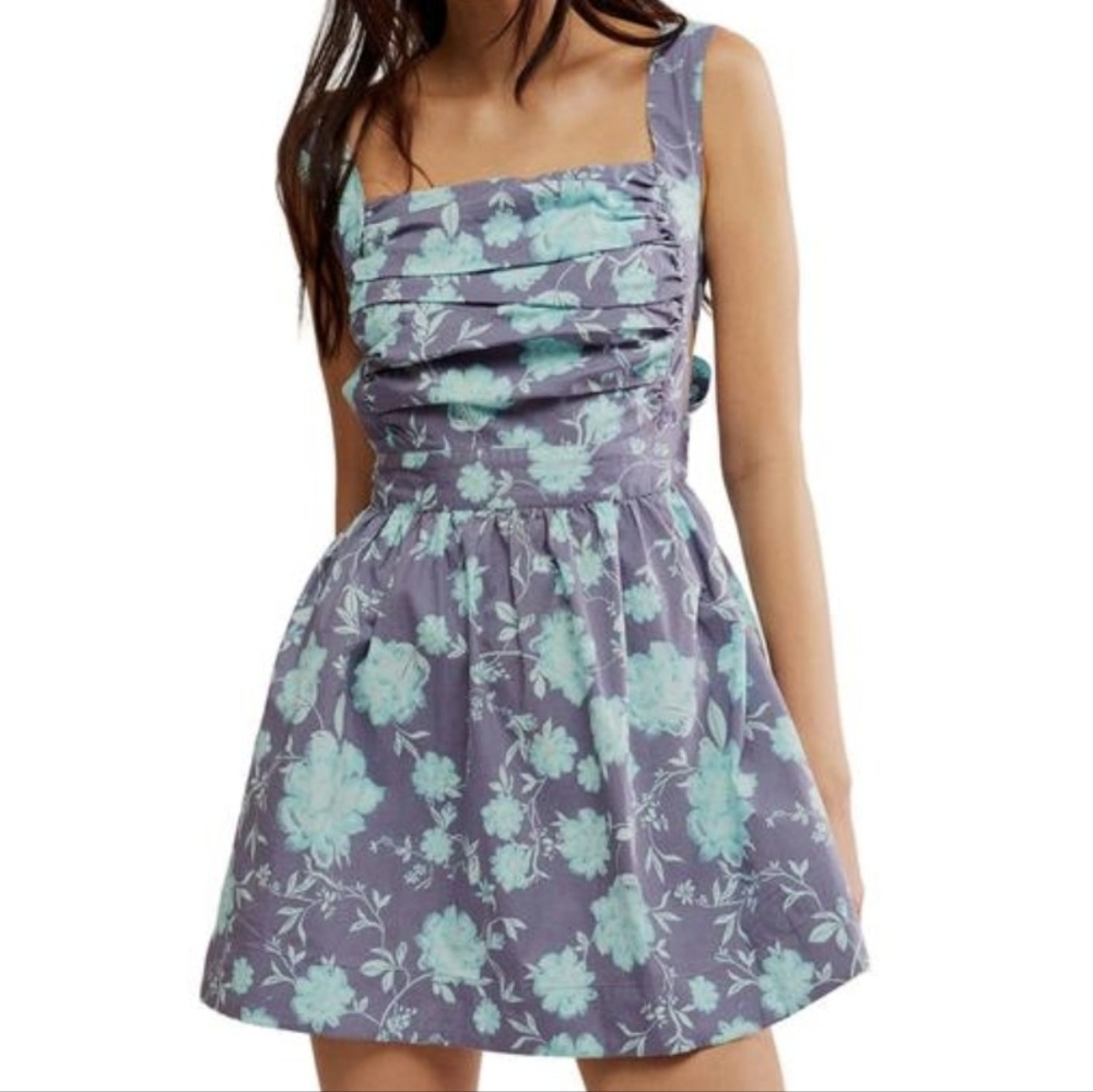 Free People Floral Mini Skirt - Purple and Blue